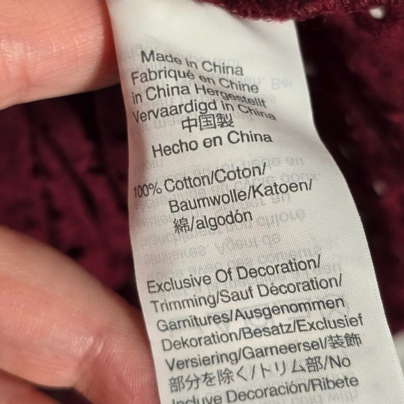 Madewell Women Eyelet Top Size XL Long Sleeve Boho‎ Cottage Peasant Romantic - Picture 7 of 13